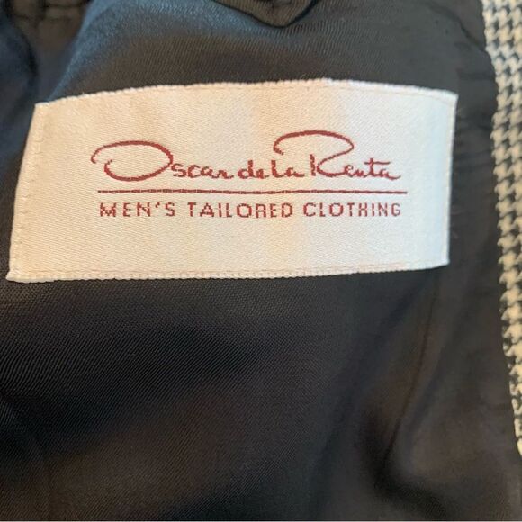 Oscar De La Renta Jacket Black & White Check Size 42R - Picture 10 of 13